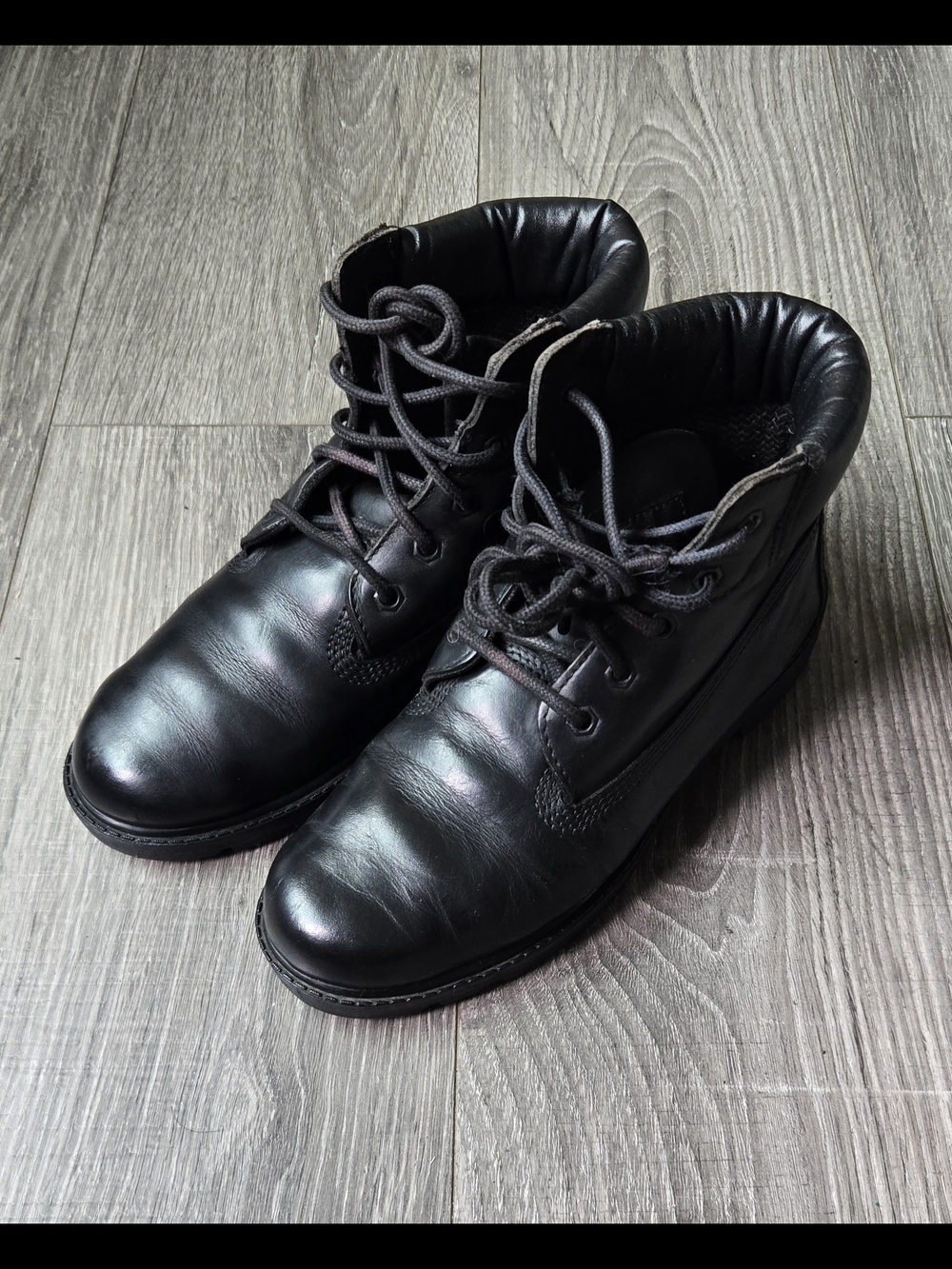 Timberland Waterproof Black Leather Boots Women’s 5.5M Lace Up 10910.